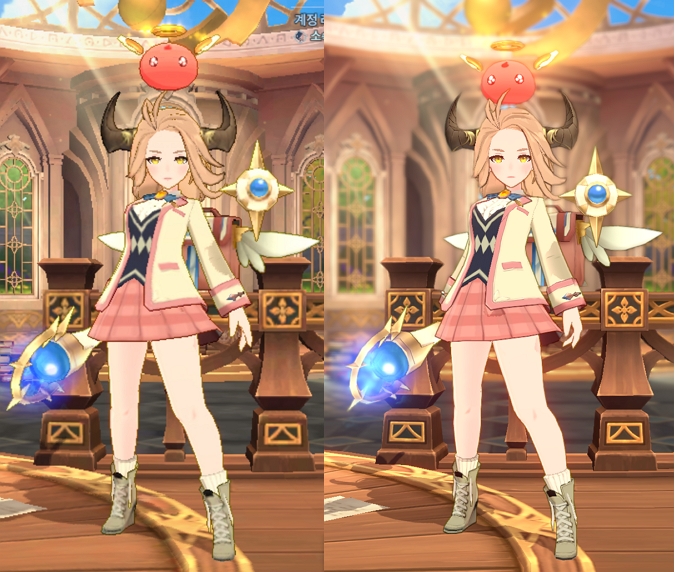 ▲원활한 플레이가 가능한 옵션을 적용한 모바일(왼쪽)과 최상위 옵션을 적용한 PC의 그래픽 품질 차이는 상당히 크다. (이시온 기자 zion0304@)