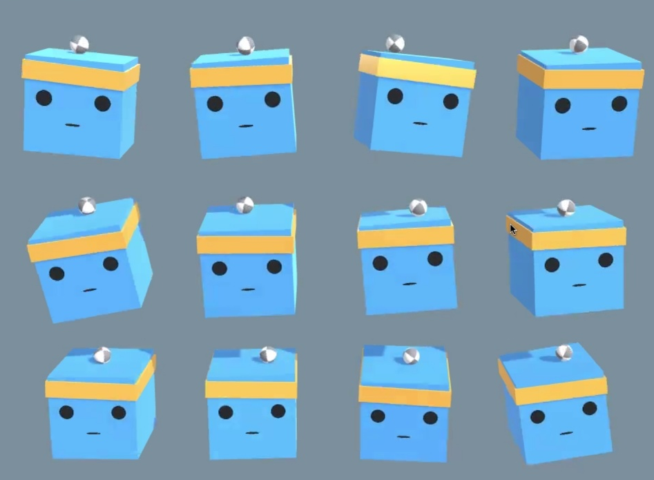 ▲공을 머리 위에서 떨어뜨리지 않는 것이 목적인 학습을 수행하고 있는 16개의 에이전트들. 강화학습은 이처럼 다수의 에이전트를 활용해 학습시간을 줄일 수 있다. (사진출처=‘강화학습을 사용한 게임 제작’ 오픈세미나 캡쳐, 이시온 기자 zion0034@)