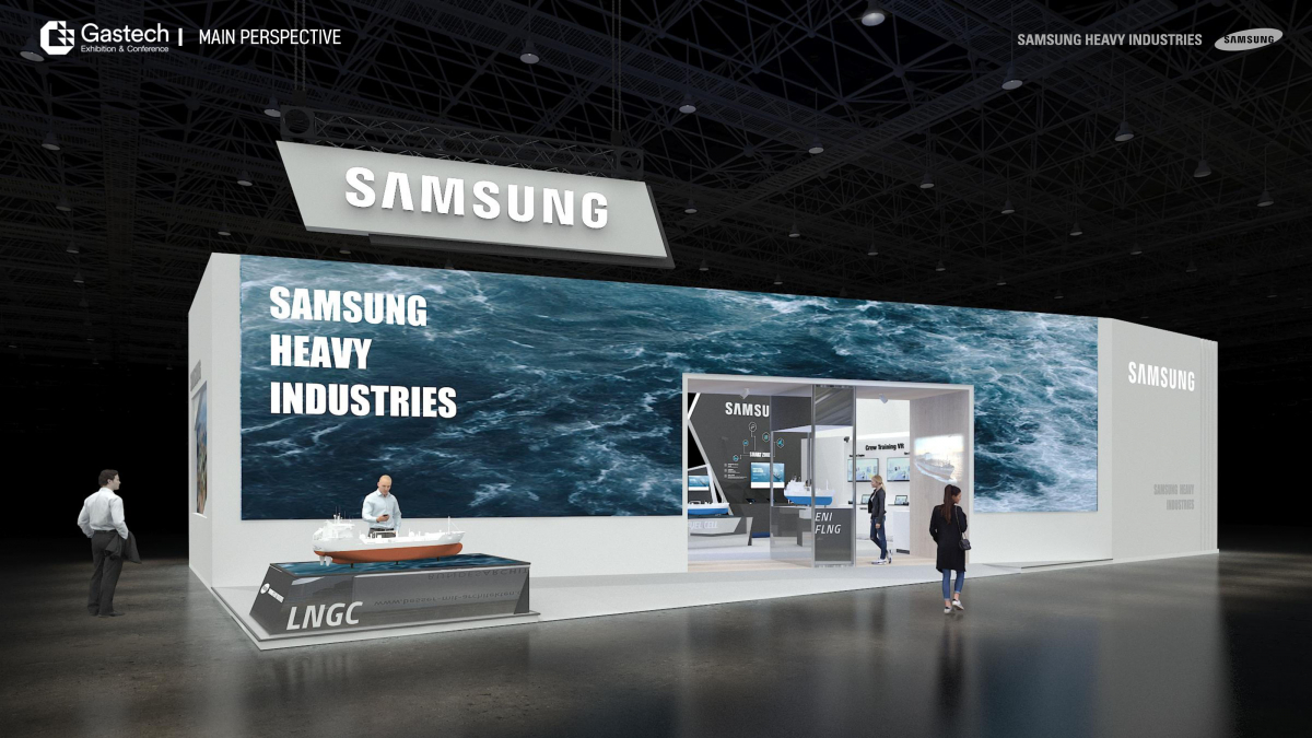 ▲이탈리아 '가스텍 2022'에 마련된 삼성중공업 홍보 전시관. (사진제공=삼성중공업)