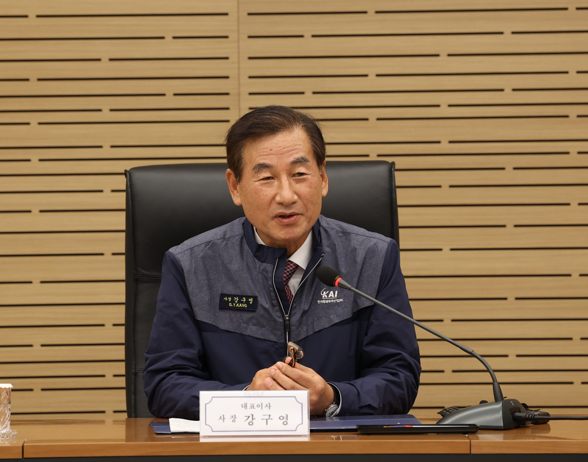 ▲KAI 강구영 사장이 임직원 상견례를 가지고 있다. (사진제공=한국항공우주산업)