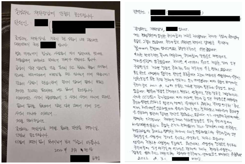 ▲국민의힘 당원 및 일반국민 자필 탄원서(제공=국민의힘 바로 세우기)