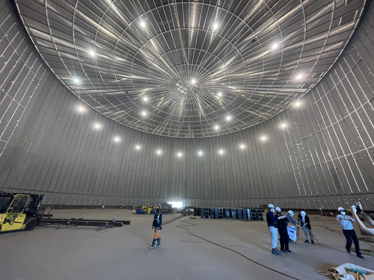 ▲코리아에너지터미널(KET)에 건설 중인 LNG 탱크 내부. (이다솜 기자 citizen@)