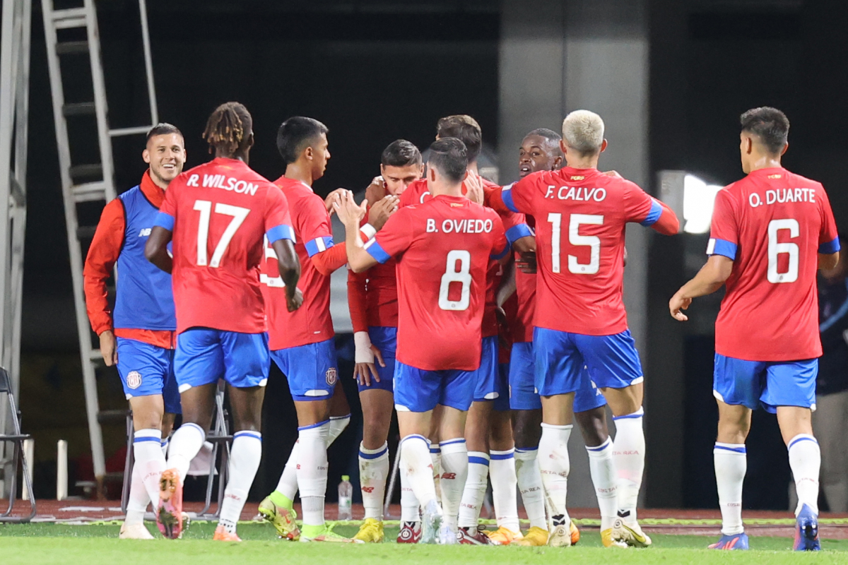 ▲지난 23일 고양종합운동장에서 열린 한국과 코스타리카 축구 대표팀 평가전에서 코스타리카 선수들이 주이슨 베넷이 역전골을 넣자 기뻐하고 있다. (연합뉴스)