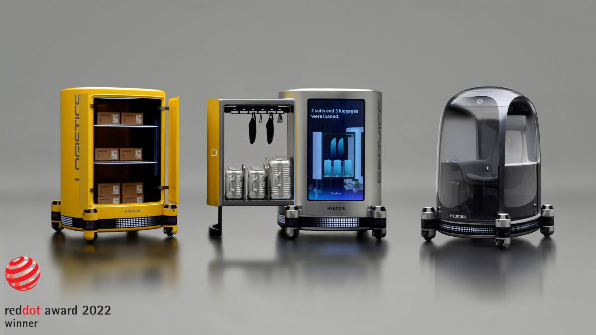 ▲로보틱스 기술을 바탕으로 한 퍼스널 모빌리티 컨셉트 '플러그 앤 드라이브(PnD) 모듈' (사진제공=현대자동차그룹)