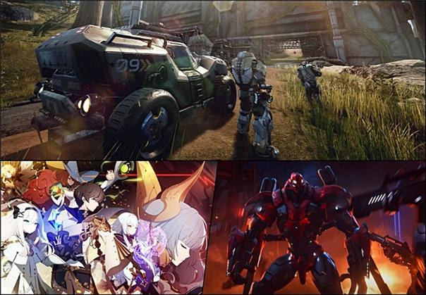 ▲‘디스테라(위)’, ‘에버소울(왼쪽)’, ‘아레스: 라이즈 오브 가디언즈’ 이미지. (사진제공=카카오게임즈)