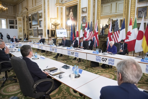 ▲주요 7개국(G7) 재무장관들이 6월 4일 런던에서 회의를 열고 있다. 런던/AP뉴시스
