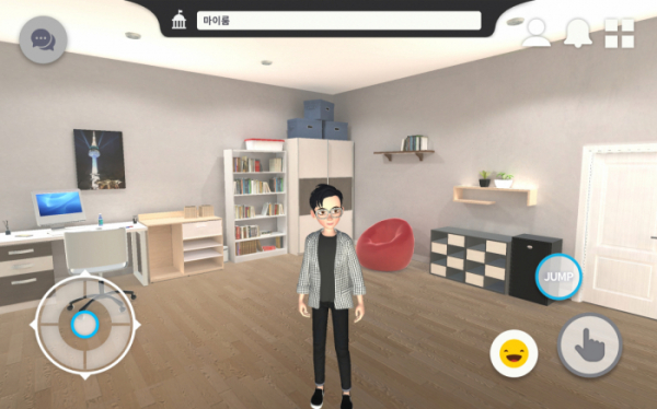 ▲메타버스 서울 공간에서 아바타가 자신의 공간인 '마이룸'을 둘러보고 있다. (자료제공=서울시)