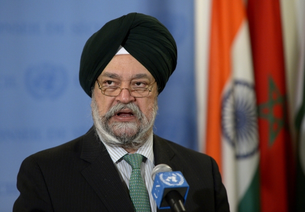 ▲하르디프 싱 푸리 인도 석유장관이 2012년 11월 22일 유엔본부에서 연설하고 있다. 뉴욕/신화뉴시스
