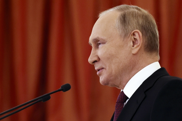 ▲블라디미르 푸틴 러시아 대통령이 20일(현지시간) 모스크바에서 연설하고 있다. 모스크바/AP뉴시스
