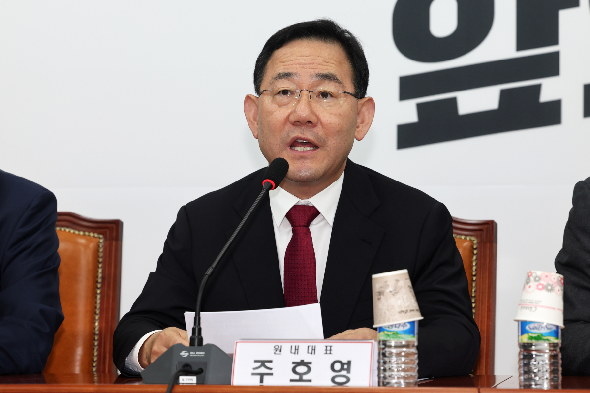 ▲국민의힘 주호영 원내대표가 6일 오전 국회에서 열린 비상대책위원회의에서 발언하고 있다. (국회사진기자단)