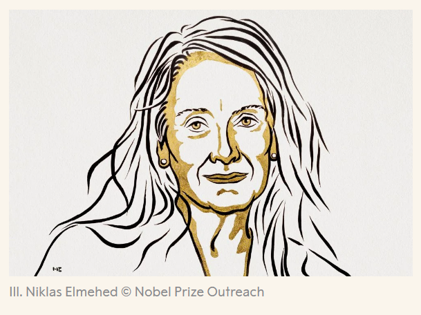 ▲▲올해 노벨 문학상 수상자 아니 에르노. (노벨위원회 웹사이트)