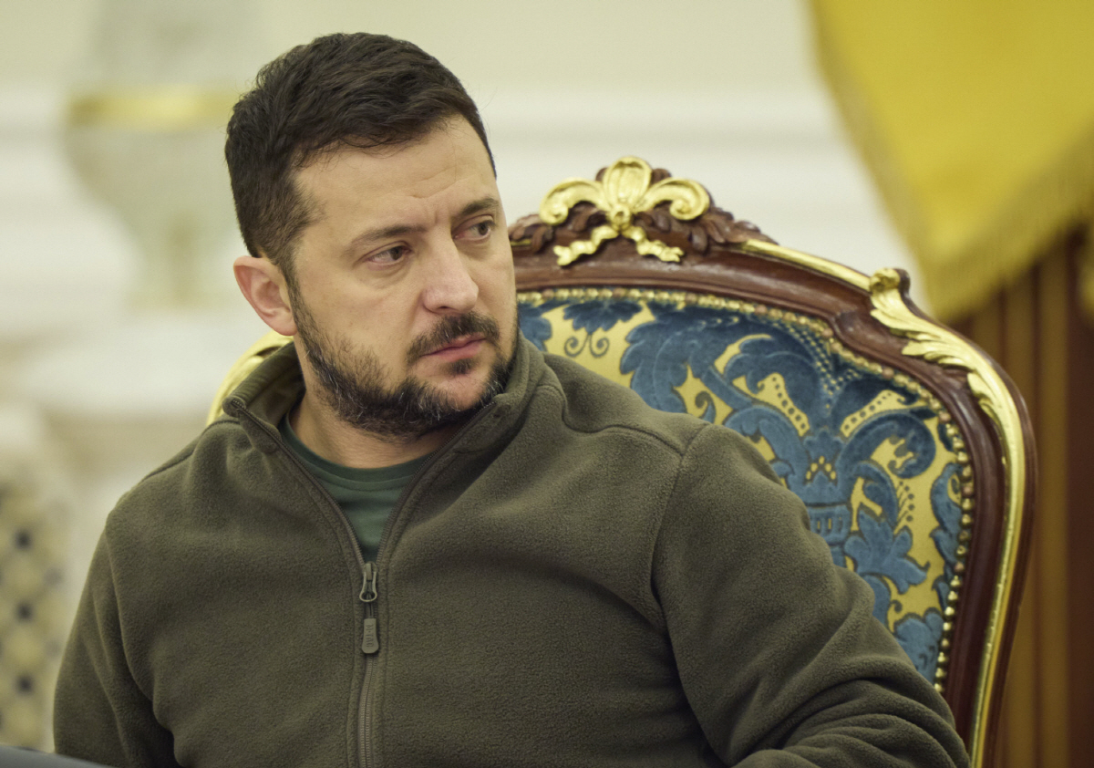 ▲볼로디미르 젤렌스키 우크라이나 대통령이 지난달 30일 국가안보회의를 주재하고 있다. 키이우(우크라이나)/AP뉴시스