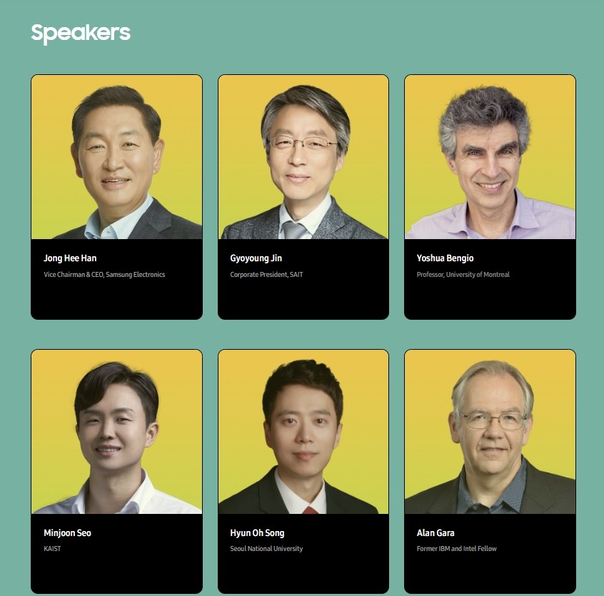 ▲1일차 기조연설자 및 발표자 (제공=삼성 AI 포럼 홈페이지)
