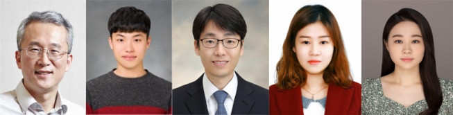 ▲기초과학연구원 시냅스 뇌질환 연구단 김은준 단장, 강무원 대학원생, 고려대학교 의과대학 뇌신경과학교실 한기훈 교수, 장은화 박사, 강혜림 대학원생 (사진제공=고려대의과대학)