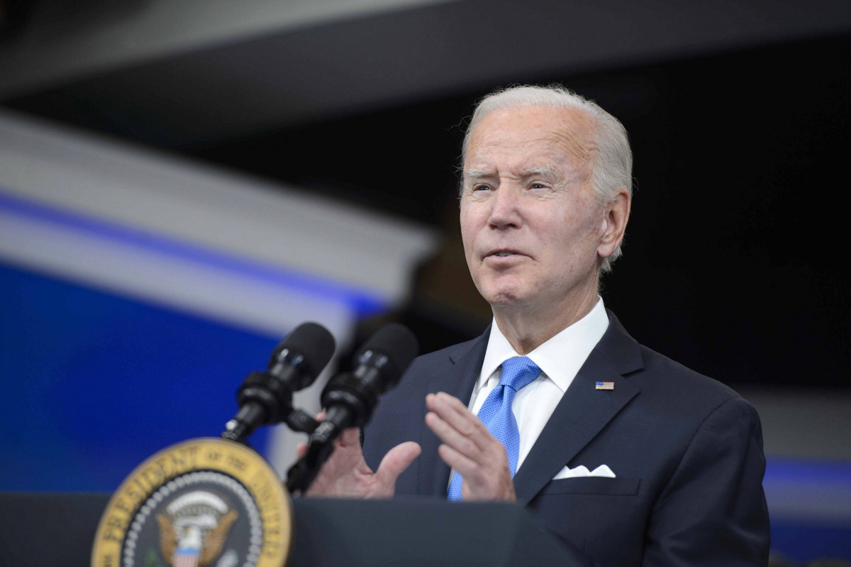 ▲조 바이든 미국 대통령이 25일(현지시간) 연설하고 있다. 워싱턴D.C.(미국)/UPI연합뉴스