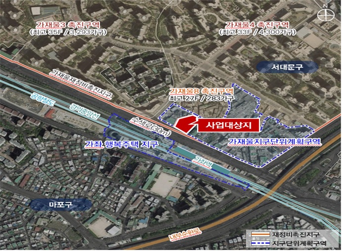 ▲서대문구 좌원상가 도시재생인정사업 위치도 (자료제공=서울시)