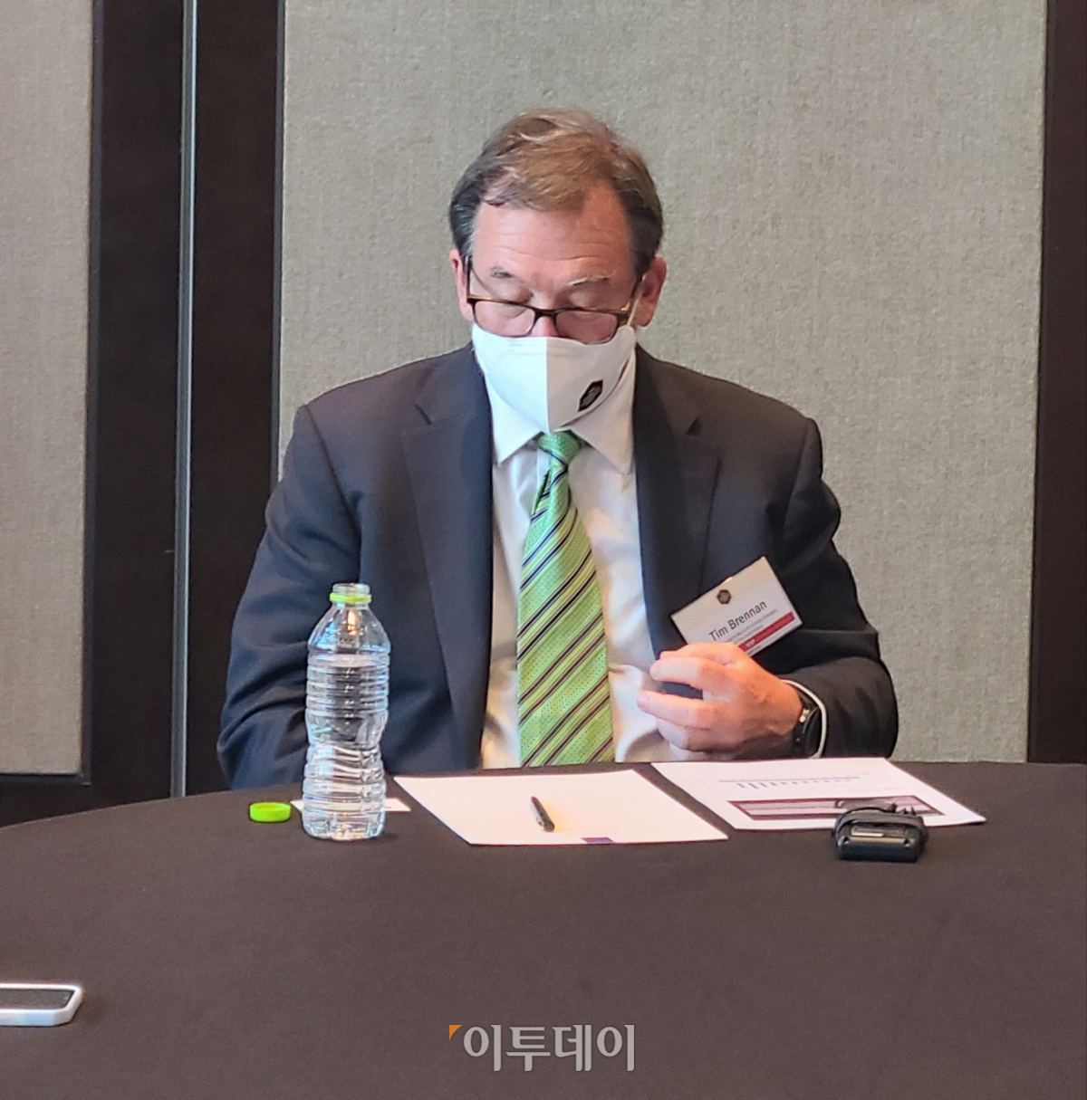 ▲팀 브레넌 S&P다우존스 자본시장·전략 최고책임자가 31일 여의도 서울 콘래드 호텔에서 열린 ‘2022 글로벌 ETP 컨퍼런스 서울’에서 기자간담회를 하고 있다. 손민지 기자 handmin@