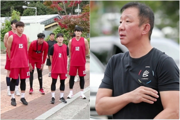 ▲고양 캐롯 점퍼스 선수단과 허재 구단주(사진제공=KBS)