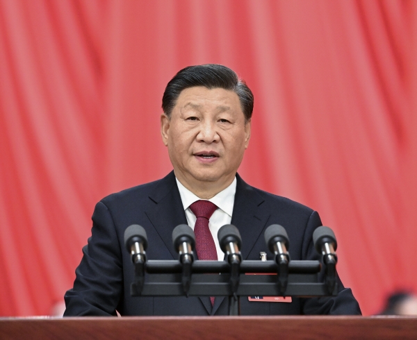 ▲시진핑 중국 국가주석이 16일 열린 공산당 제20차 전국대표대회(당대회) 개막식에서 업무보고를 하고 있다. 베이징(중국)/신화뉴시스
