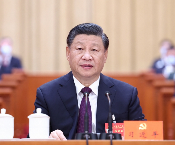 ▲시진핑 중국 국가주석이 22일 공산당 제20차 전국대표대회(당대회) 폐막식에서 연설하고 있다. 베이징(중국)/신화뉴시스
