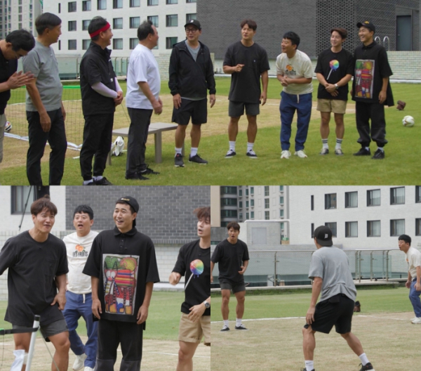 ▲탁재훈 아버지 팀과 족구(사진제공=SBS)
