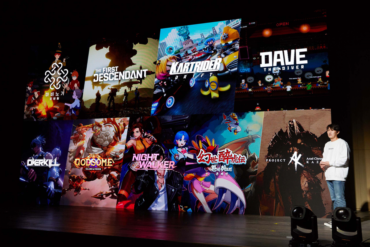 ▲이정헌 넥슨 대표가 지스타 2022 프리뷰에 참석해 신작을 소개하고 있다. (사진제공=넥슨)