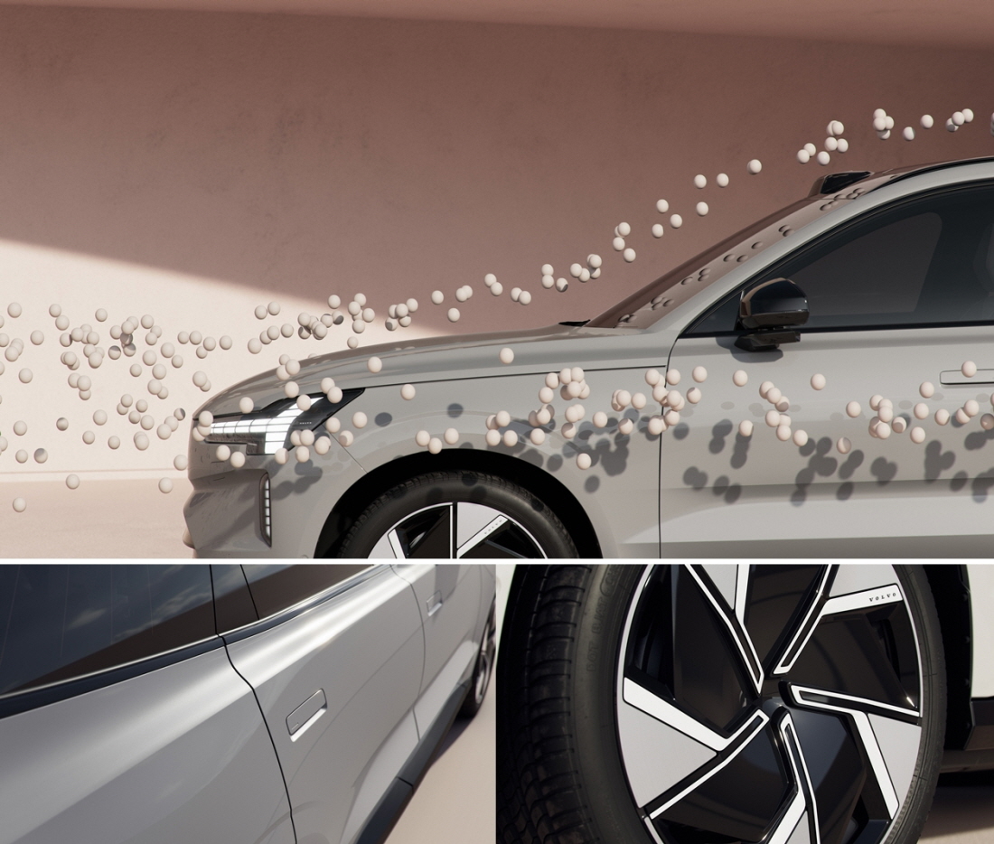 ▲대형 SUV 가운데 이례적으로 공기저항계수를 Cd 0.29까지 끌어내린 점도 주목할 만하다. 이를 위해 보디 측면의 도드라짐을 걷어내는 것은 물론, 휠의 '볼트 홀'까지 가리는 노력을 더했다.  (사진제공=볼보글로벌미디어)