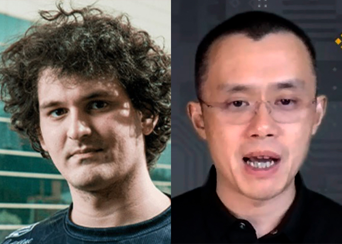 ▲샘 뱅크먼-프라이드 FTX 대표와 창펑 자오 바이낸스 대 (출처=코인긱ㆍAP연합뉴스)