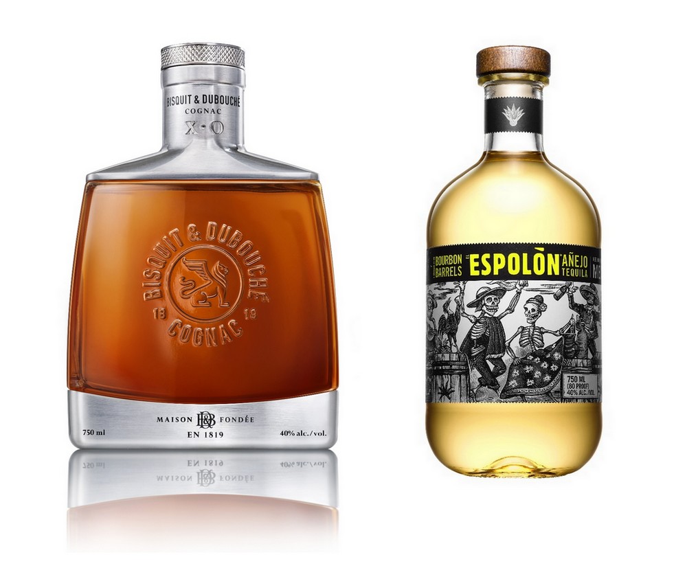 ▲비스킷 앤 드보셰 XO 코냑(왼쪽), 에스폴론 아네호 테킬라. (사진제공=트랜스베버리지)