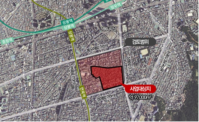 ▲서울 중랑구 면목동 86-3 일대 모아타운 사업지. (자료제공=서울시)