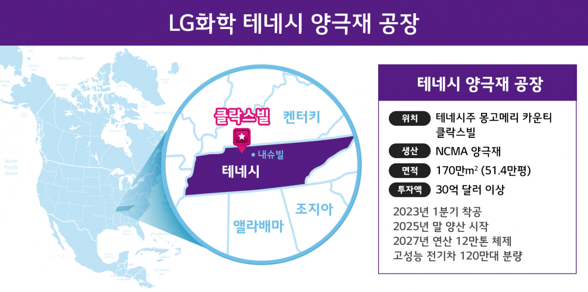 ▲LG화학 테네시 양극재 공장 위치. (사진제공=LG화학)
