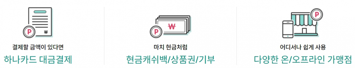 ▲하나머니 사용처 (출처=하나카드 홈페이지)