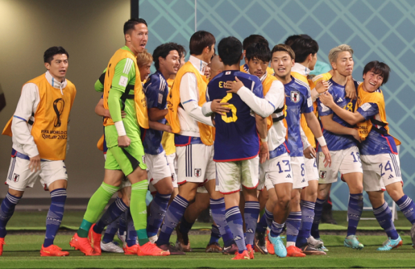 ▲23일(현지시간) 오후 카타르 도하 칼리파 스타디움에서 열린 2022 카타르 월드컵 조별리그 E조 1차전에서 일본이 독일을 상대로 2-1 승리를 거뒀다.  (뉴시스)