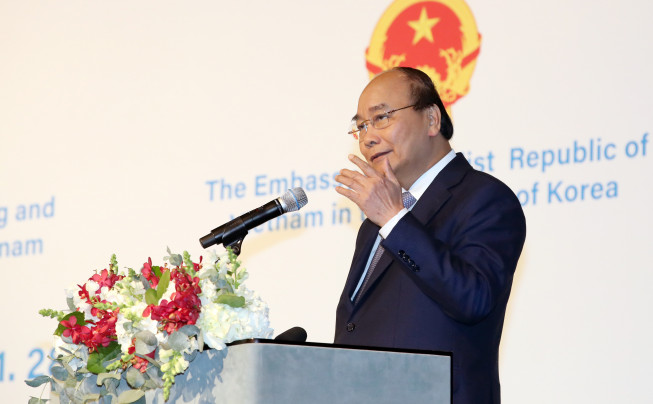 ▲2019년 11월 28일 서울 용산구 그랜드하얏트호텔에서 열린 한-베트남 비즈니스 포럼에 참석한 응우옌 쑤언 푹 베트남 국가주석 (연합뉴스)