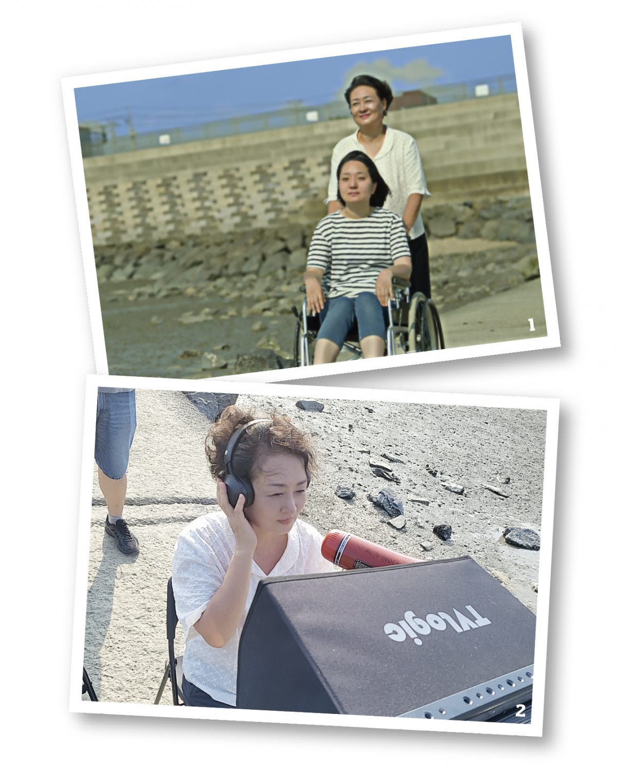 ▲1 영화 ‘짜장면 고맙습니다’의 한 장면. 박영혜 감독은 연기에도 도전장을 내밀었다. 2 감독 데뷔를 위해 촬영, 편집 등을 익히며 작품에 열정을 쏟았다. (박영혜 감독 제공)