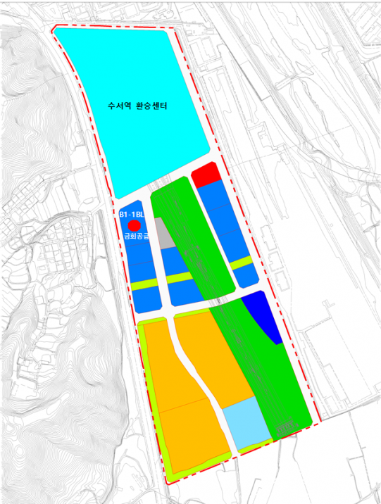 ▲LH, 수서역세권 업무시설용지 B1-1BL 토지이용계획도 (자료제공=LH)