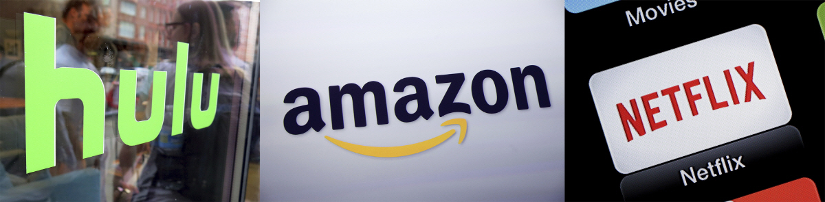 ▲왼쪽부터 훌루, 아마존, 넷플릭스 로고. AP뉴시스
