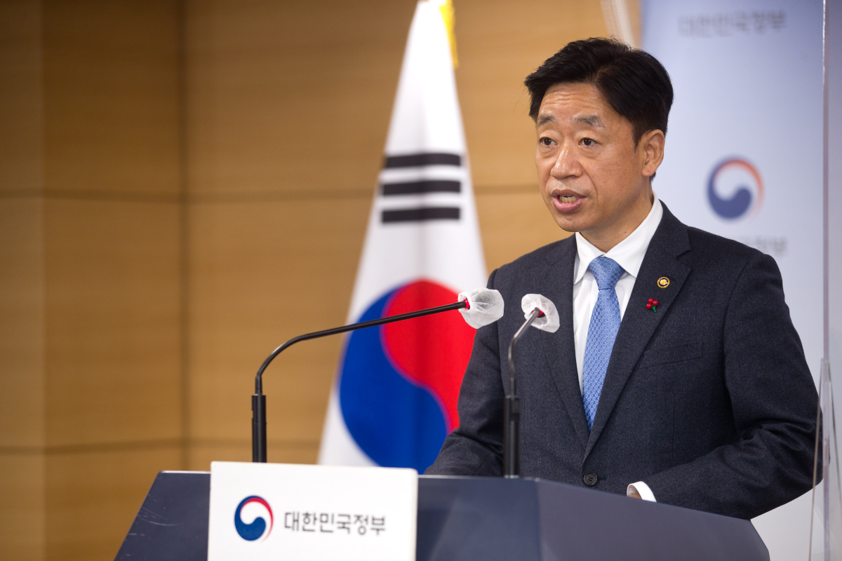 ▲오태석 과학기술정보통신부 제1차관이 20일 오전 서울 종로구 정부서울청사 본관 브리핑룸에서 '제22회 국가우주위원회' 관련 브리핑을 하고 있다. (사진제공=과학기술정보통신부)