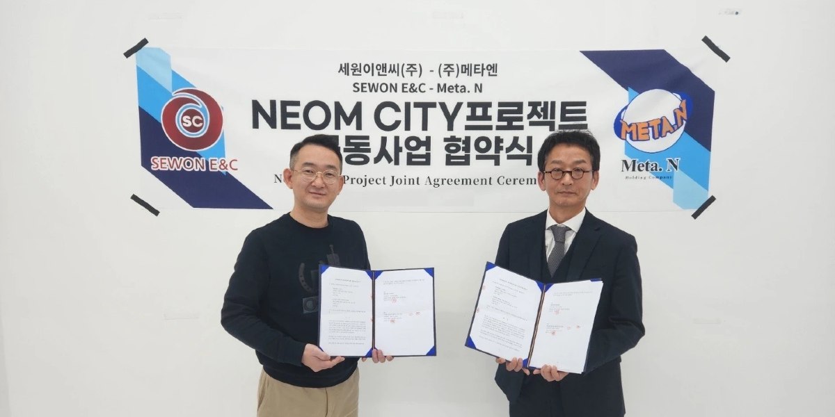 ▲왼쪽부터 엄민 메타앤 대표이사, 이종인 세원이앤씨 대표이사 (사진제공=세원이앤씨)