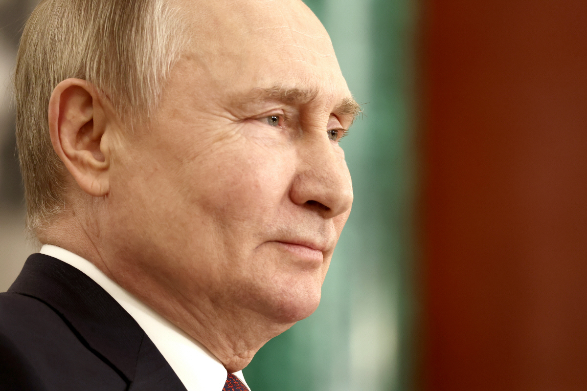 ▲블라디미르 푸틴 러시아 대통령이 22일(현지시간) 기자회견을 하고 있다. 모스크바/타스연합뉴스