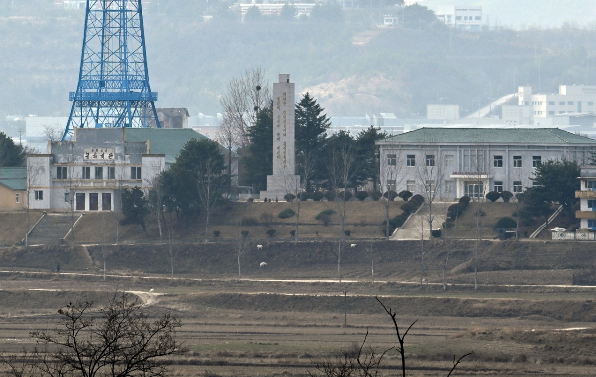 ▲경기도 파주시 판문점 3초소에서 바라본 북한 기정동 마을의 모습. (뉴시스)