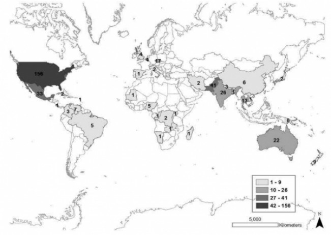 ▲1937~2018년 파울러자유아메바에 의한 원발성 아메바뇌염 감염사례
(사진제공=질병관리청)