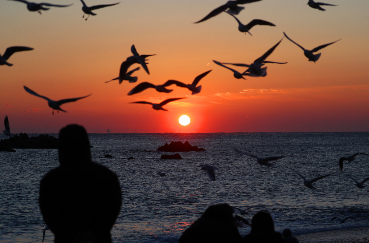 ▲2023년 계묘년(癸卯年)을 사흘 앞둔 2022년 12월 29일 오전 경북 경주시 양북면 문무대왕릉 앞 바닷가에서 해가 떠오르고 있다. (연합뉴스)