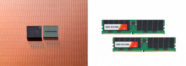 ▲SK하이닉스가 개발한 238단 4D 낸드(왼쪽), DDR5 MCR DIMM(오른쪽).  (사진제공=SK하이닉스)