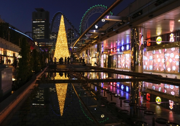 ▲일본 도쿄의 한 공원에서 25일 사람들이 크리스마스 트리를 감상하고 있다. 도쿄/EPA연합뉴스 
