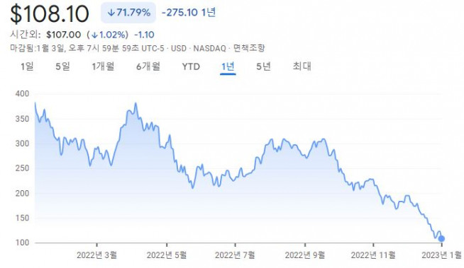 ▲테슬라 1년 주가 (구글 금융)