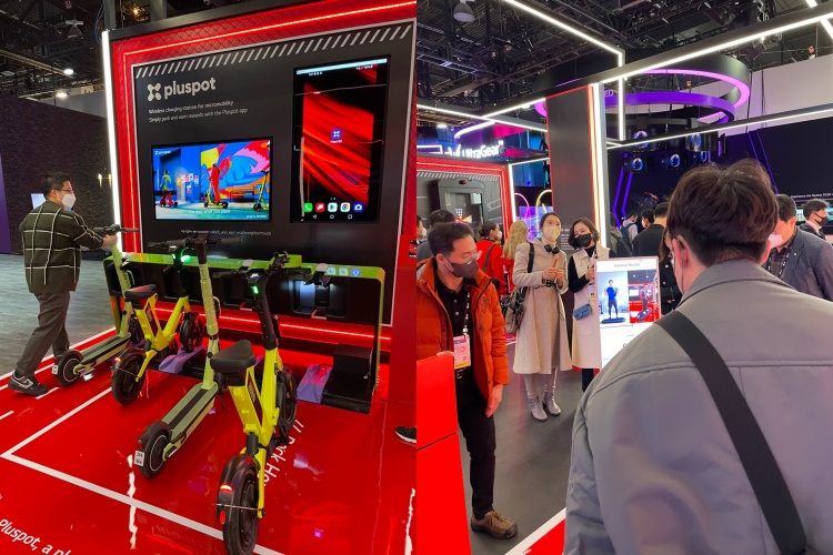 ▲‘플러스팟’(왼쪽)과 ‘호버짐’(오른쪽)을 체험하고 있는 모습.  (강태우 기자 burning@)