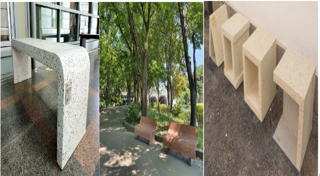 ▲삼표그룹과 아모레퍼시픽, 디크리트 등이 협업해 만든 업사이클링 UHPC 벤치 (사진제공=삼표그룹)