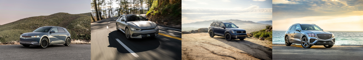 ▲현대차그룹은 미국 유력 자동차 전문지 ‘카앤드라이버’가 주관하는 ‘2023 베스트 10 트럭 & 스포츠유틸리티차(SUV)’에 그룹 내 4개 차종이 선정됐다고 18일 밝혔다. 왼쪽부터 현대차 아이오닉 5, 기아 EV6, 기아 텔루라이드, 제네시스 GV70 (사진제공=현대자동차그룹)