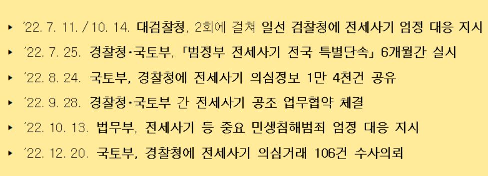 ▲ 범정부 ‘전세 사기’ 대응 경과. (대검찰청)